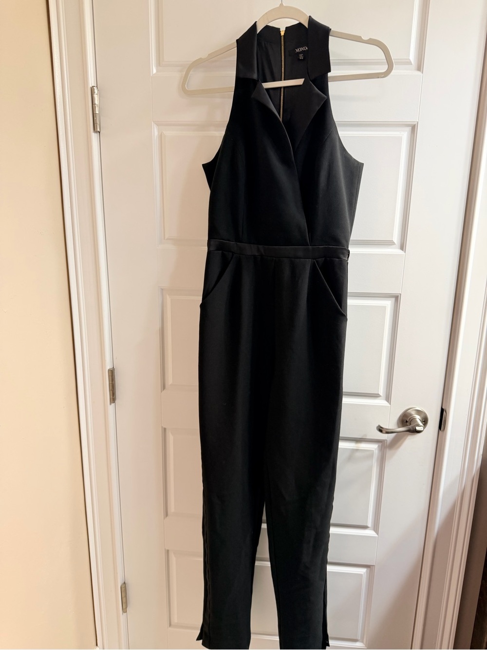 XOXO Black Halter Jumpsuit with V-Neck